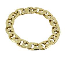 Vintage Tiffany and Co. 18k Gold Chain Bracelet Flat Link For Sale at 1stDibs