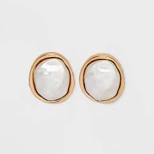 Pearl Cabochon Stud Earrings - A New Day™ Gold: Nickel-Free ...