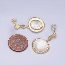16K Gold Filled Shell Pearl Stamped Micro Paved Hammered ...