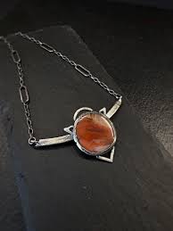 Carnelian Agate Stone Goth Jewelry, Crystal Pendant ...