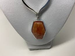 VTG Signed GIVENCHY Silver Tone Molded Resin Pendant ...