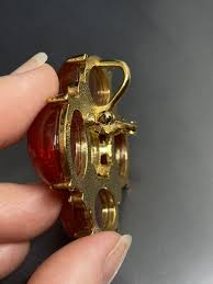 VTG GoldTone Amber Tone Lucite Jelly Belly Crystals Ornate ...