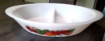 Vintage Glasbake J2352 Divided Dish HARVEST Vegetables 12"x ...