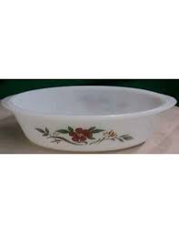 GLASBAKE:1 Qt Casserole w/ Red Flowers - D & J's Antiques ...