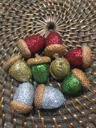 Glittered Acorn Ornaments: Red, Green, Gold, Silver Holiday ...