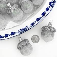 Clear + Silver Woodland Acorn Christmas Ornament ~ Czech ...