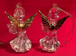 Angels,Ornaments,Set/4,Acrylic,Gold Wings,Harp,Retired ...