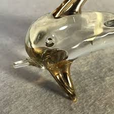 Clear Glass Swimmers Dolphin with Gold Accents | eBay