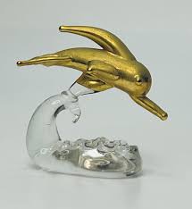 18Kt Gold Plated Dolphin Miniature Footed With Leaded ...