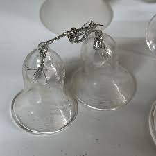 Frosted Glass Bell Ornament Doves And Red Heart Clear Glass ...