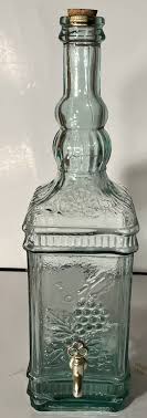 Vintage 18" Aqua Green Glass Beverage Drink Dispenser Grapes ...