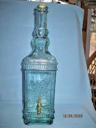 Vintage 18" Aqua Green Glass Beverage Drink Dispenser Grapes ...