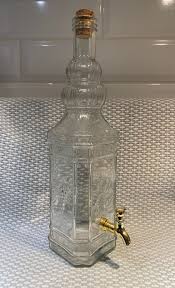 Vintage Glass Decanter With Golden Faucet Dispenser - Etsy