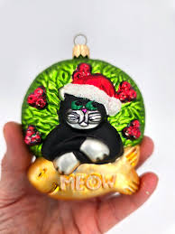 Vintage Cat Lady Glass Christmas Ornaments - Set of 3 - Etsy