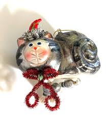 Jingles and Joy Kitty Cat Curled Tail Dangle Legs Santa Hat ...
