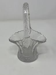 Vintage 5 1/2" Clear Depression Glass Etched and Fluted Bride's Basket, Excellent Condition - Etsy Finland