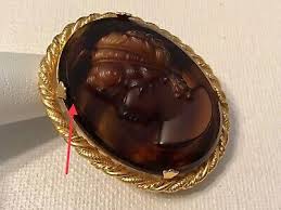 Dark Brown Glass High Relief Cameo Brooch Pin Jewelry | eBay