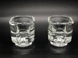 VINTAGE CLEAR CANDLE HOLDERS MADE IN ITALY 2” Stremline and ...