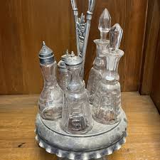 Castor Set Silverplate 6 Glass Cruets Jars Rogers Victorian Antique | eBay