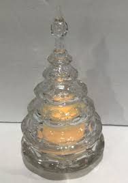 Vintage Clear Glass Crystal Christmas Tree Candy Dish Or Candle Holder 10” -2pc | eBay Australia