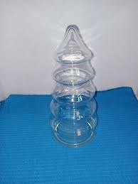 Clear Glass Christmas Tree Shaped Candy Jar Container With ...