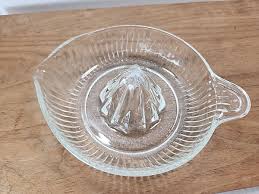 VTG Federal Glass Clear Ribbed Citrus Reamer Juicer & Flat Handle 8x6x3.5" | eBay