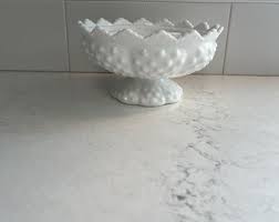 Vintage Fenton Hobnail Milkglass Candle and Flowers Centerpiece. - Etsy