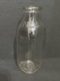 Vintage MILK CONTAINER SERVICE M.C.S. Glass Milk Bottle One ...