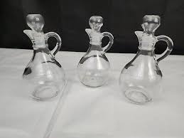 Anchor Hocking Glass Oil And Vinegar Cruet Bottles Set of 3 W/Stoppers 6.5” | eBay