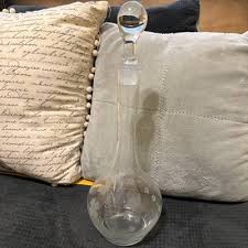 Long Neck Decanter Floral Design Clear Glass W Stopper 16" Tall | eBay