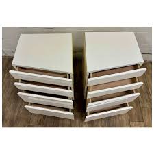 Vintage 1980s Bridgeford Via Veneto Ivory Color Lacquered Nightstands . For Sale at Ruby Lane
