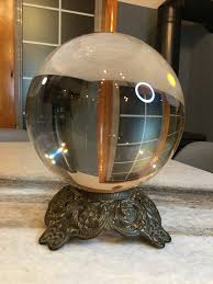 MASSIVE 8", Antique, Crystal Ball w/Ornate Brass, Victorian ...