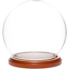Plymor 5" x 6" Glass Display Dome Globe Cloche (Walnut MDF ...