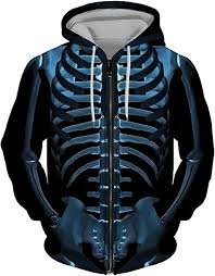 men's basic hoodies skeleton print oversized pullover hoodie ...