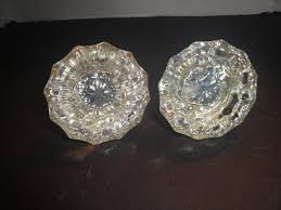2 Vintage Glass Door Knobs With Brass Base, Architectural ...