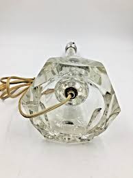 Retro MCM Table Lamp ~ Floral Etched Glass Cylinder Body ~ 3 ...