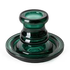10cm Glass Candlestick - Green 6PK - Candlelight Home