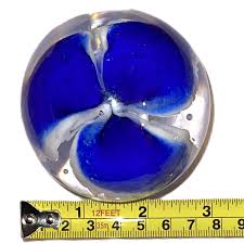 Vintage 1992 Glass Eye Studio GES Cobalt & White Flower Paperweight Signed Art | eBay