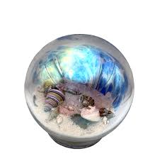 Glass Eye Studio Sea Globe Sand & Seashells Iridescent Blue ...