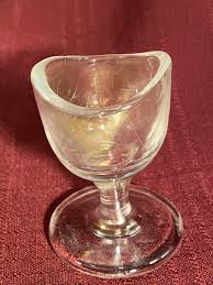 Vintage EYE WASH Glass CUP...pedestal...clear w/an light Iridescent Shine | eBay
