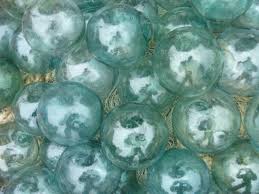 Japanese Glass FLOATS 3" Lot of 3 Aqua/blue-greens ...