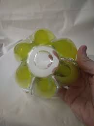 Handblown Art Glass Ashtray Bowl Lemon Drop Yellow Clear | eBay