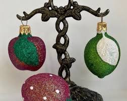 Vintage Trio 1990s Fruit Frosted Glass Christmas Ornaments Lime Strawberry Apple Glitter Delicate Beautiful - Etsy