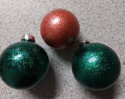 Set of 3 Orange and Dark Emerald Green Glass Ball Christmas Ornaments - Christmas Decorations - Etsy