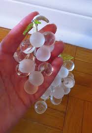 Vintage Hand-made Glass Grape Cluster: Satin & Clear Art ...