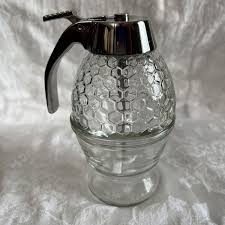 Glass Honey Dispenser w/ Bottom Glass Catcher Honeycomb ...