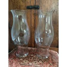 Mid 20th Century Colonial Williamsburg Solid Brass Pricket Holders & Extra Large Glass Hurricanes - a Pair | Chairish