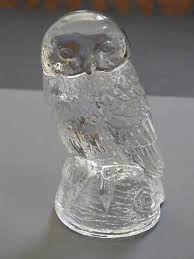 vintage clear GLASS OWL FIGURINE paperweight sculpture figure bird of prey | eBay