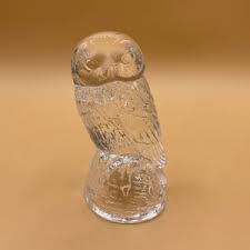 VTG Glass Owl Paperweight Art Glass Lead Crystal - Etsy