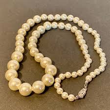 Vintage 925 Sterling Danecraft Cream Pearl Hand Knotted ...